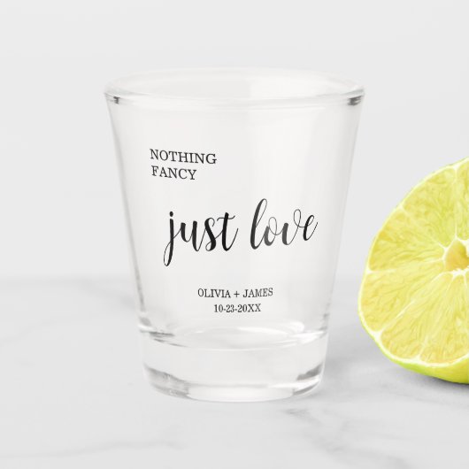 Schwarze Nichts Fancy Nur Liebe Hochzeit Schnapsglas (Vorderseite)