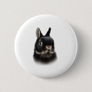 Schwarze Niederlande Zwerg Rabbit Bust Women's Uni Button