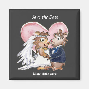 Schwarze Niedliche Hochzeit Speichern Sie die Datu Magnet