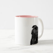 Schwarze niedliche Mops-Rosa Zwei-Ton Tasse (VorderseiteRechts)