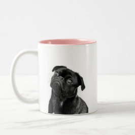 Schwarze niedliche Mops-Rosa Zwei-Ton Tasse