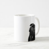 Schwarze niedliche Mops-Tasse Kaffeetasse (VorderseiteRechts)