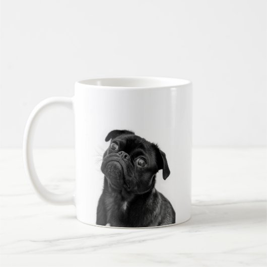 Schwarze niedliche Mops-Tasse Kaffeetasse (Links)