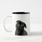 Schwarze niedliche Mops Zwei-Ton Tasse (Links)