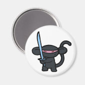 Schwarze Ninja mit Schwert - keine Worte Magnet (Vorderseite/Rückseite)