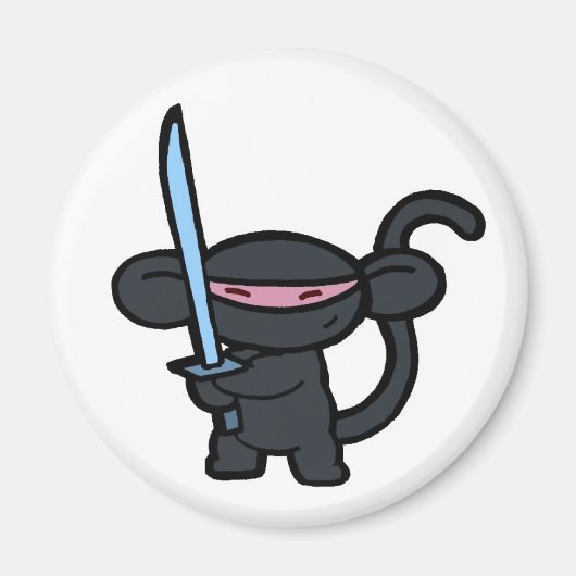 Schwarze Ninja mit Schwert - keine Worte Magnet (Vorne)