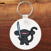 Schwarze Ninja mit Schwert - keine Worte Schlüsselanhänger (Vorderseite)