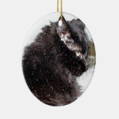 Schwarze norwegische Waldkatze in der Keramikornament (Rechts)