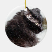 Schwarze norwegische Waldkatze in der Keramikornament (Hinten)