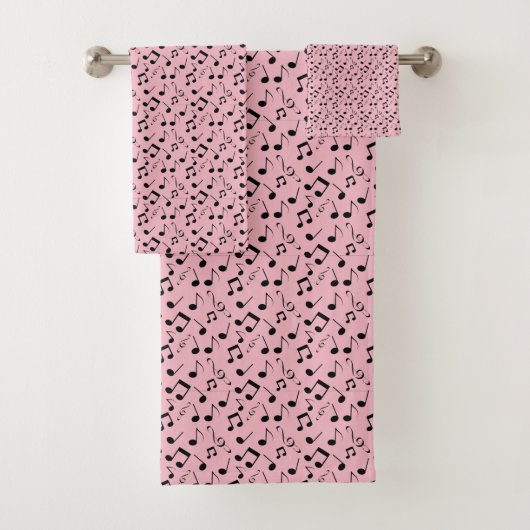 Schwarze Noten Design Badetuch Set (Insitu)
