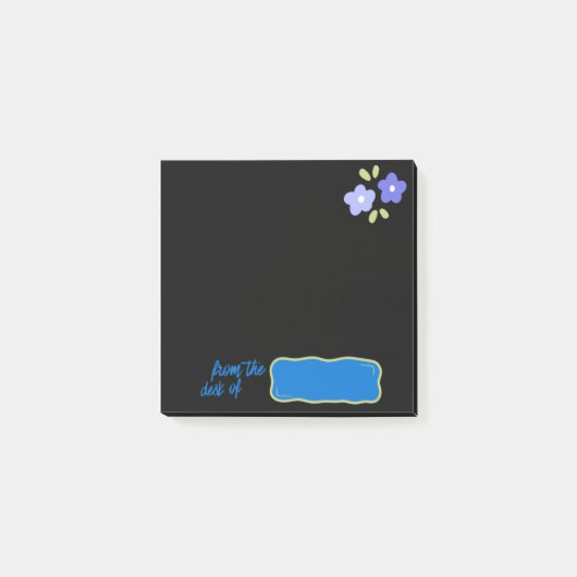 Schwarze Notizen mit violetten Blumen (Vorderseite)