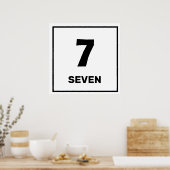 Schwarze Nummer sieben Poster (Küche)