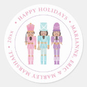 Schwarze Nutcracker Ballet Soldaten glücklichen Ur Runder Aufkleber (Vorderseite)