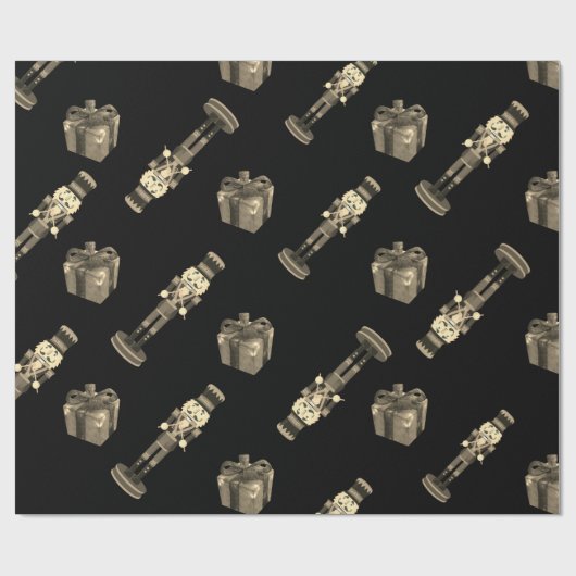 Schwarze Nutcracker Soldier Bows Geschenkpapier (Flach)