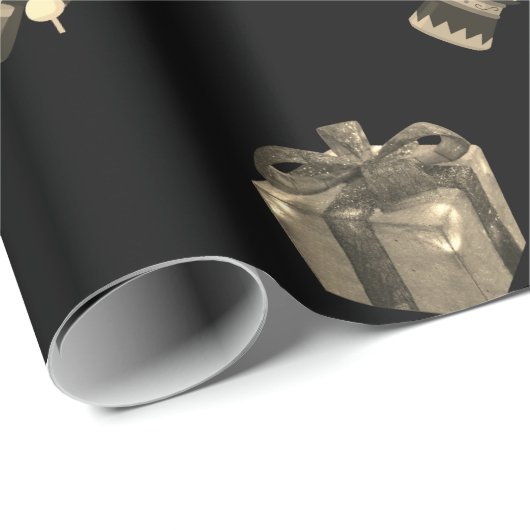 Schwarze Nutcracker Soldier Bows Geschenkpapier (Rolleneckpunkt)