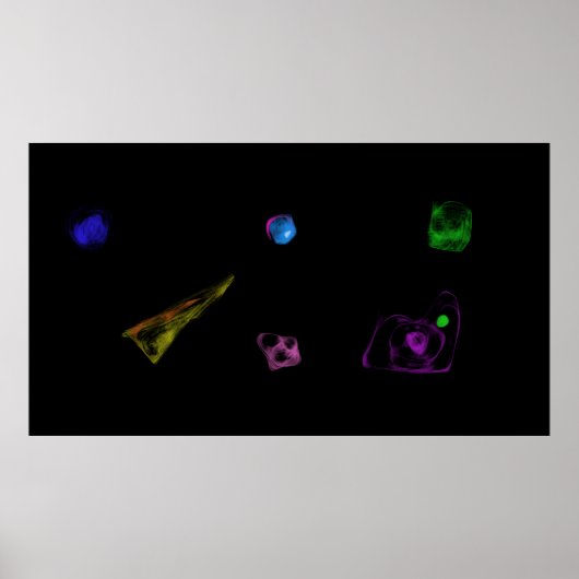Schwarze Objekte Minimalistische Malerei Poster (Vorne)
