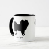 Schwarze (oder andere) Phalène-Hunde-Silhouette Tasse (Vorderseite Links)