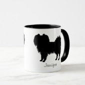 Schwarze (oder andere) Phalène-Hunde-Silhouette Tasse (VorderseiteRechts)