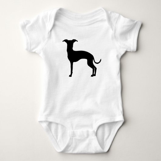 Schwarze (oder Ihre Farbe) italienische Greyhound- Baby Strampler (Vorderseite)