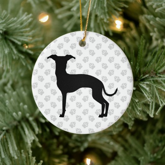 Schwarze (oder Ihre Farbe) italienische Greyhound- Keramik Ornament (Baum)