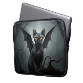 Schwarze Ohren Haarlose Elf Sphynx Cat Bat Wing Laptopschutzhülle (Vorderseite Links)