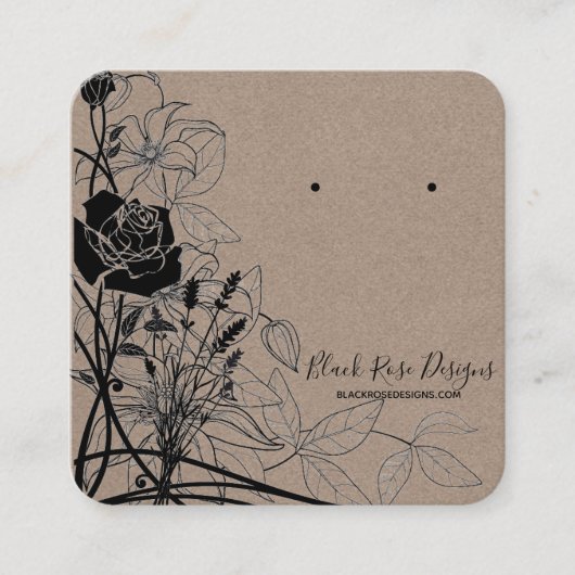 Schwarze Ohrkarte Quadratische Visitenkarte (Vorderseite)