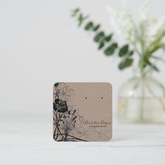 Schwarze Ohrkarte Quadratische Visitenkarte (Stehend Vorderseite)