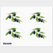 Schwarze Oliven auf einem Zweig Ovaler Aufkleber (Blatt)