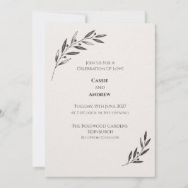 Schwarze Oliven-Botanik-Hochzeitseinladung Einladung