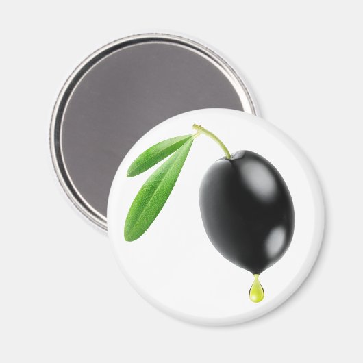Schwarze Oliven mit Öltropfen Magnet (Vorderseite/Rückseite)