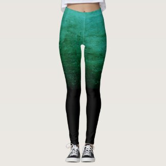 Schwarze Ombré-Struktur - Türkis Leggings
