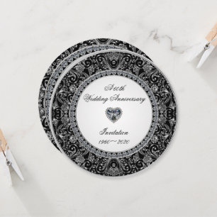 Schwarze Onyx-Diamantene Hochzeitsjubiläum Einladung
