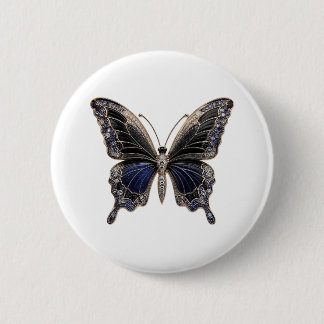 Schwarze Onyx Saphir Gold Schmetterlingsbrosche Button