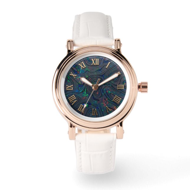 Schwarze Opal Style Zifferblatt Armbanduhr (Vorderseite)