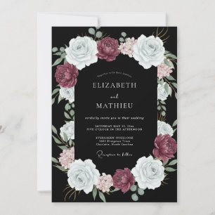 Schwarze opulente Abendhochzeit Einladung