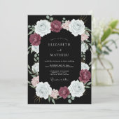 Schwarze opulente Abendhochzeit Einladung (Stehend Vorderseite)
