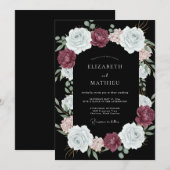 Schwarze opulente Abendhochzeit Einladung (Vorne/Hinten)