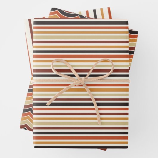 SCHWARZE ORANGE BROWN-TAN-FALL-STREIFEN GESCHENKPAPIER SET (Beispiel)