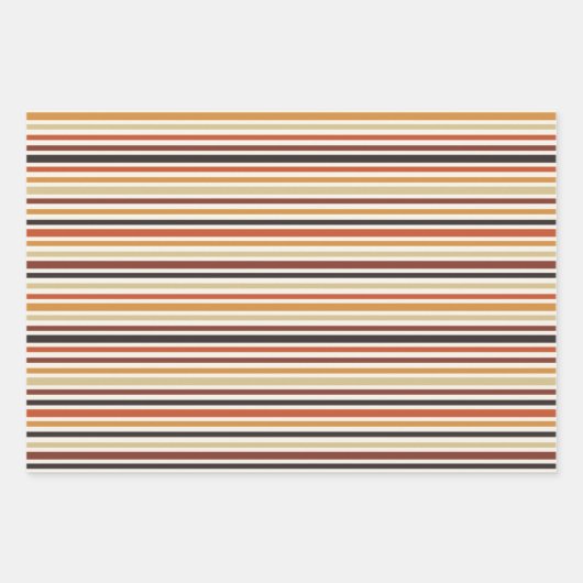 SCHWARZE ORANGE BROWN-TAN-FALL-STREIFEN GESCHENKPAPIER SET (Vorderseite)