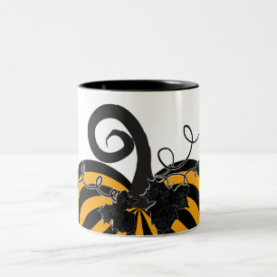 Schwarze Orange Gestreifte Kürbis Schick Herbst Fa Zweifarbige Tasse