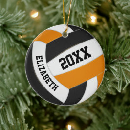 Schwarze Orange Girls Boys Team Volleyball Keramik Ornament