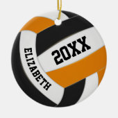 Schwarze Orange Girls Boys Team Volleyball Keramik Ornament (Vorne)