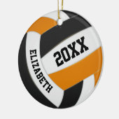 Schwarze Orange Girls Boys Team Volleyball Keramik Ornament (Links)