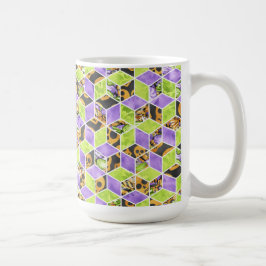SCHWARZE ORANGE GRÜNE LILA HALLOWEEN KUBEN KAFFEETASSE