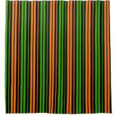Schwarze Orange Grüne Vertikale Streifen Design Duschvorhang (Vorderseite)