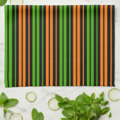 Schwarze Orange Grüne Vertikale Streifen Design Geschirrtuch (Gefaltet)