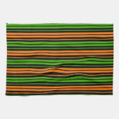 Schwarze Orange Grüne Vertikale Streifen Design Geschirrtuch (Horizontal)
