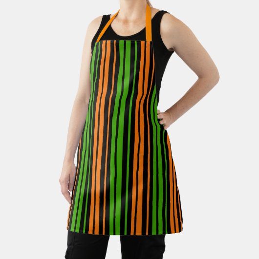 Schwarze Orange Grüne Vertikale Streifen Design Schürze (InSitu)