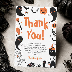 Schwarze Orange Halloween-Baby-Party Dankeskarte