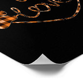 Schwarze Orange Karierte Hundepfote Herz Liebe Hal Poster (Ecke)